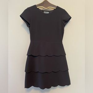 Club Monaco Colby Black Dress - Short Sleeves, Scalloped Hem, Size 0